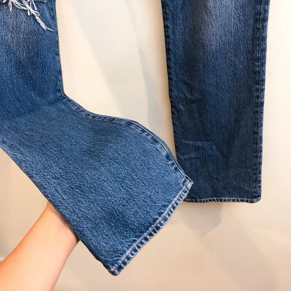 FRAME Le Mini Boot Leg Distressed Mid Rise Medium Wash Denim Jeans 26 NWT - Picture 3 of 13